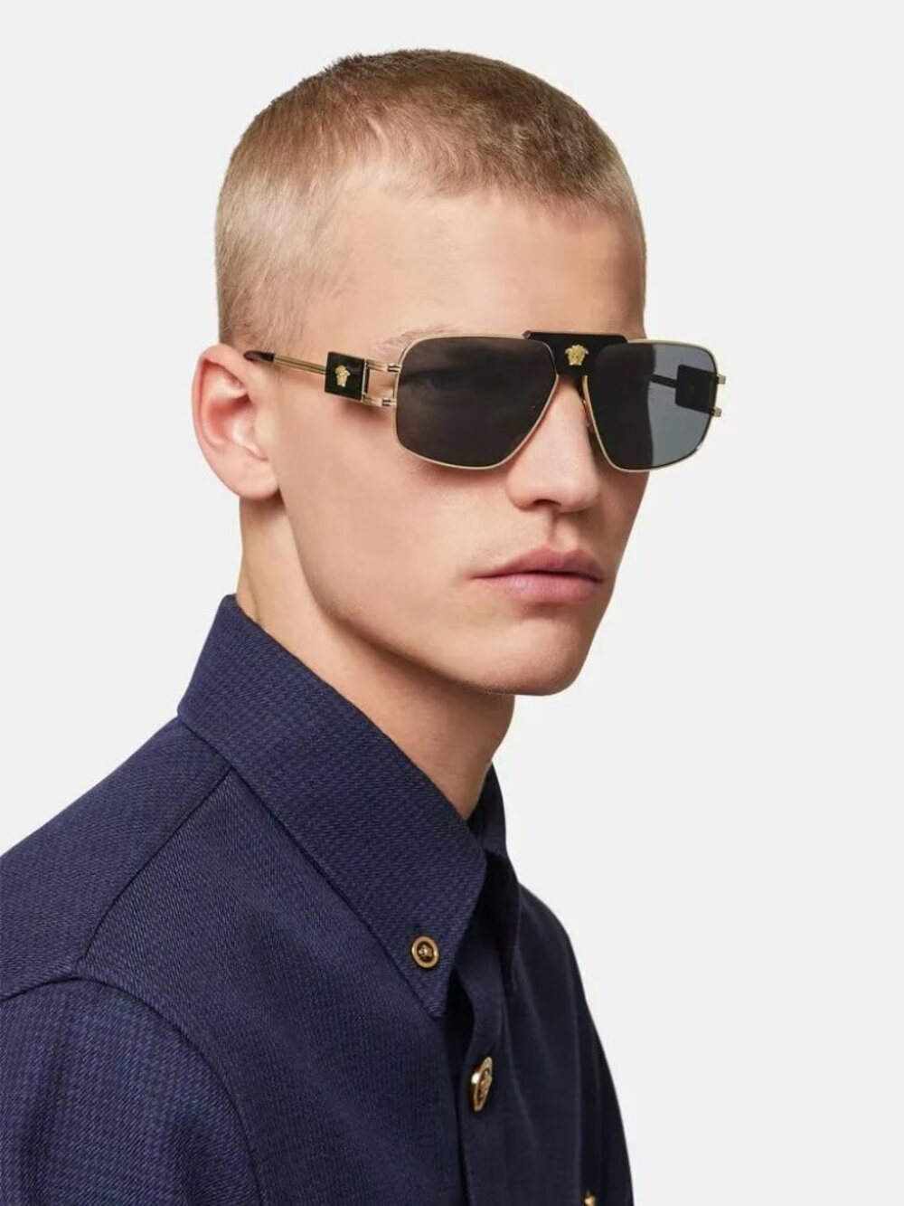 VERSACE VE2251 100287 GOLD DARK GREY PILOT UNISEX SUNGLASSES